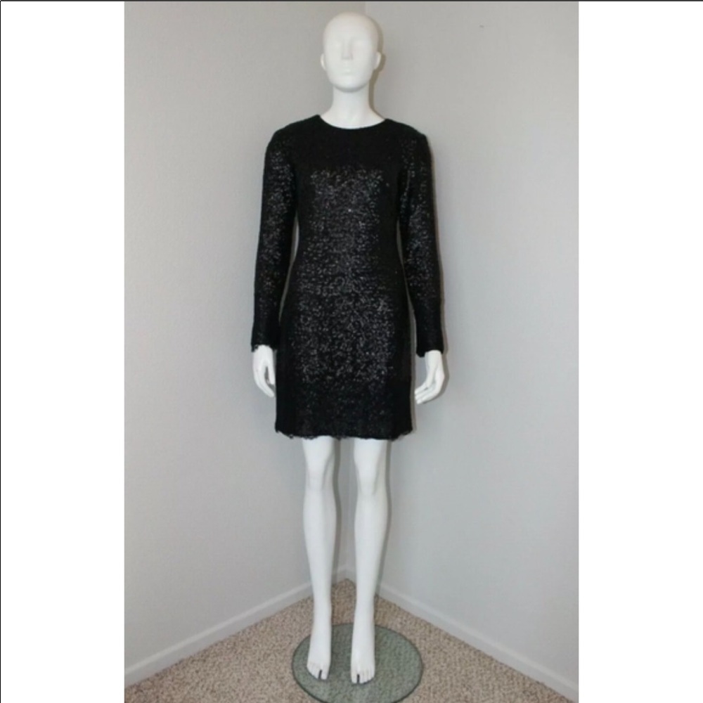 Dress The Population Sequin Lace Trim Dress Med